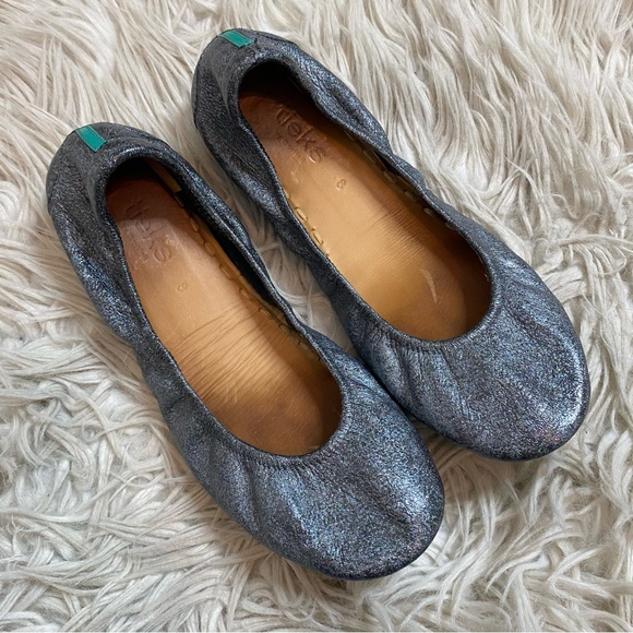 Tieks Shoes - Tieks Moonstruck Metallic Glitter Gunmetal Ballet Flats